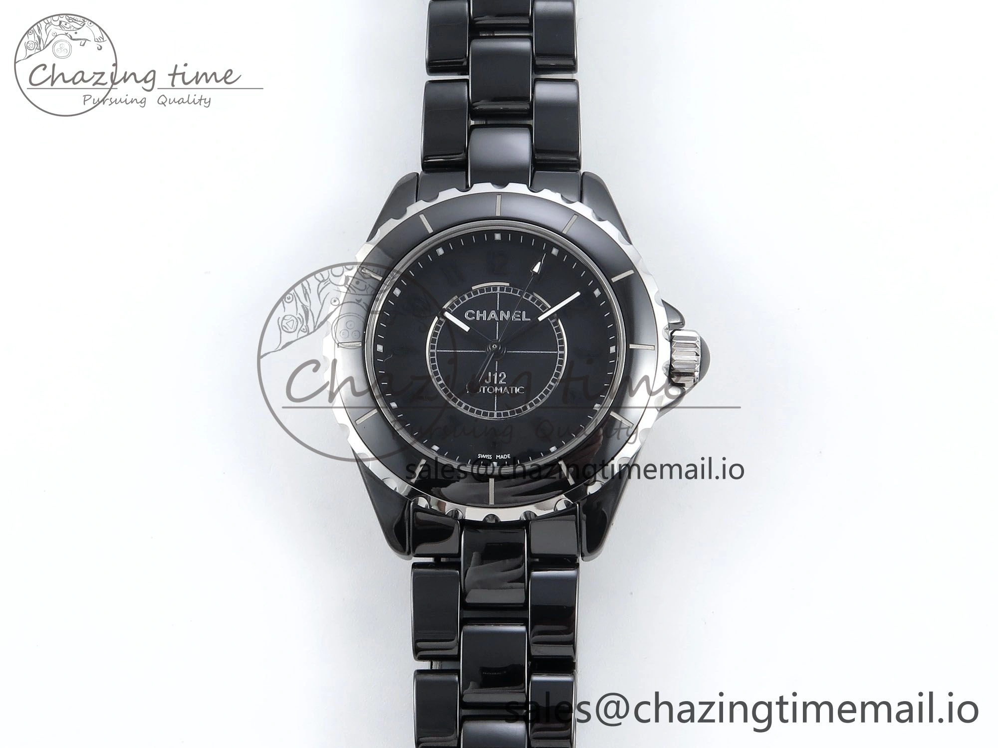 J13 38mm Black Ceramic HTF 1:1 Best Edition Black Numbers Dial on Bracelet A2892