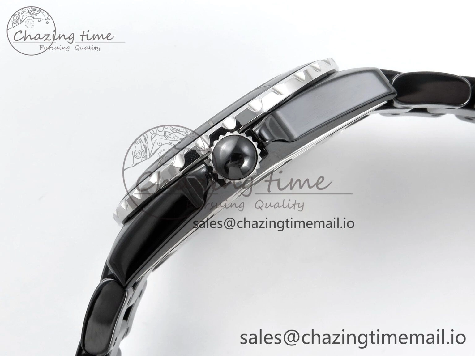 J13 38mm Black Ceramic HTF 1:1 Best Edition Black Numbers Dial on Bracelet A2892