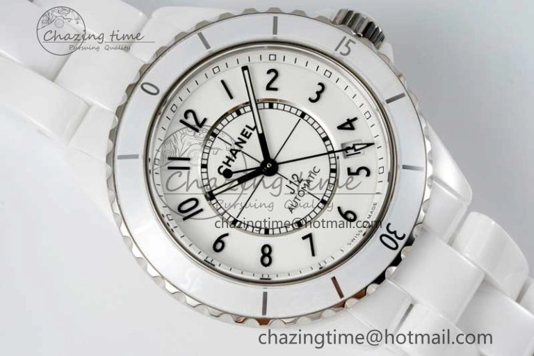 J13 38mm H5700 HTF 1:1 Best Edition White Ceramic Numeral Markers Dial on Bracelet Calibre 12.1
