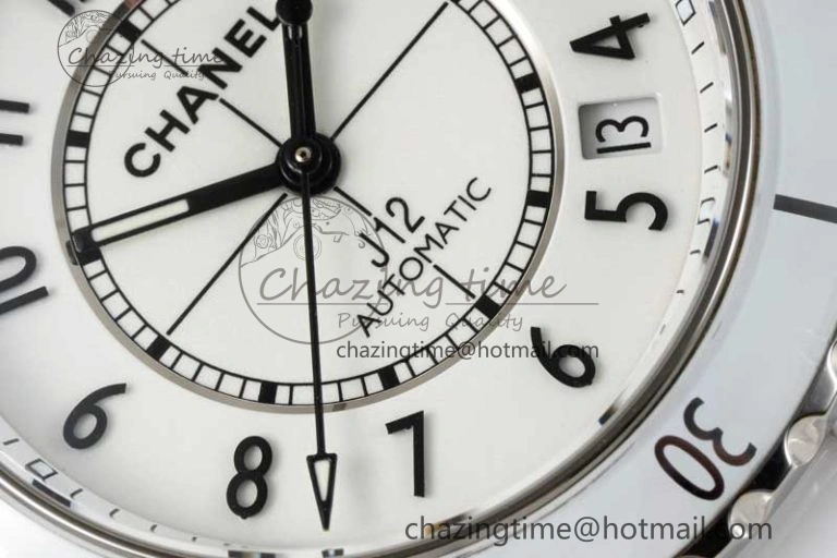 J13 38mm H5700 HTF 1:1 Best Edition White Ceramic Numeral Markers Dial on Bracelet Calibre 12.1
