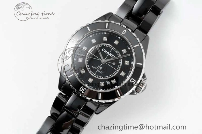 J13 38mm H5702 HTF 1:1 Best Edition Black Korea Ceramic Diamonds Markers Dial on Bracelet Calibre 12.1