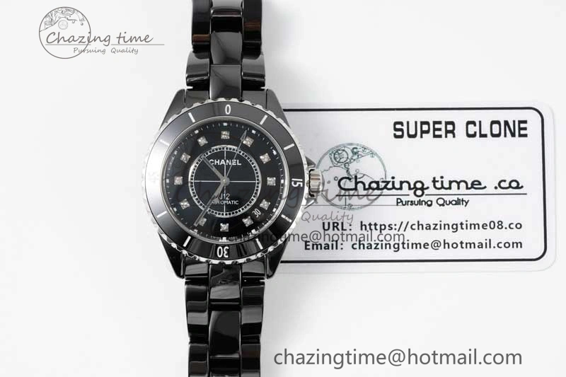 J13 38mm H5702 HTF 1:1 Best Edition Black Korea Ceramic Diamonds Markers Dial on Bracelet Calibre 12.1