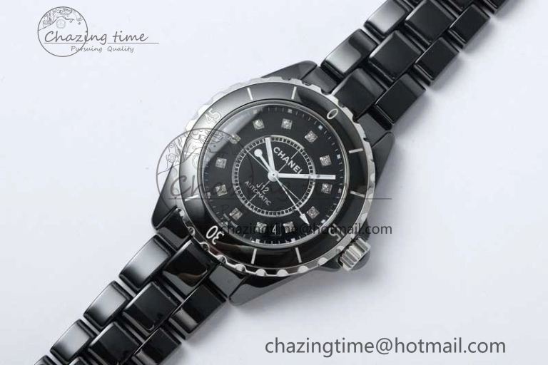 J13 38mm HTF 1:1 Best Edition Black Korea Ceramic Diamonds Markers Dial on Bracelet A2892