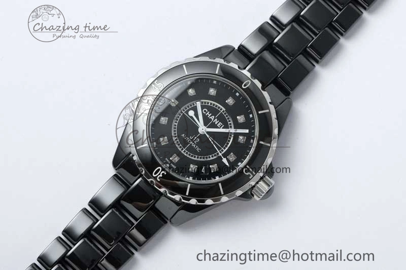 J13 38mm HTF 1:1 Best Edition Black Korea Ceramic Diamonds Markers Dial on Bracelet A2892