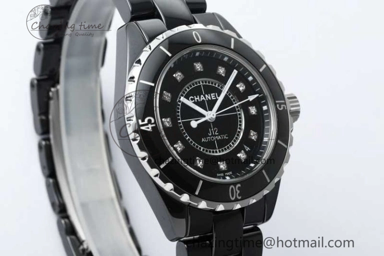 J13 38mm HTF 1:1 Best Edition Black Korea Ceramic Diamonds Markers Dial on Bracelet A2892