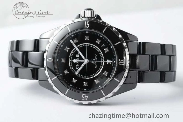 J13 38mm HTF 1:1 Best Edition Black Korea Ceramic Diamonds Markers Dial on Bracelet A2892
