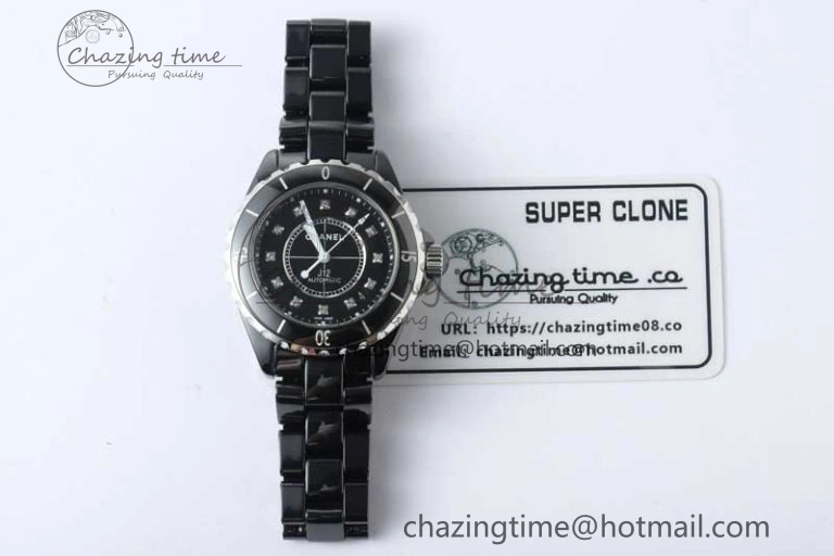J13 38mm HTF 1:1 Best Edition Black Korea Ceramic Diamonds Markers Dial on Bracelet A2892