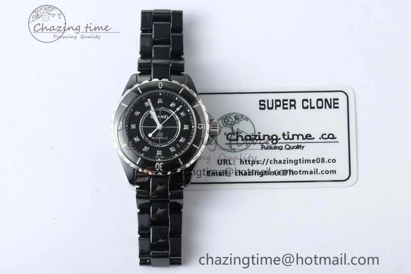 J13 38mm HTF 1:1 Best Edition Black Korea Ceramic Diamonds Markers Dial on Bracelet A2892