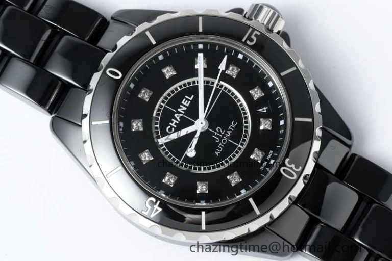 J13 38mm HTF 1:1 Best Edition Black Korea Ceramic Diamonds Markers Dial on Bracelet A2892