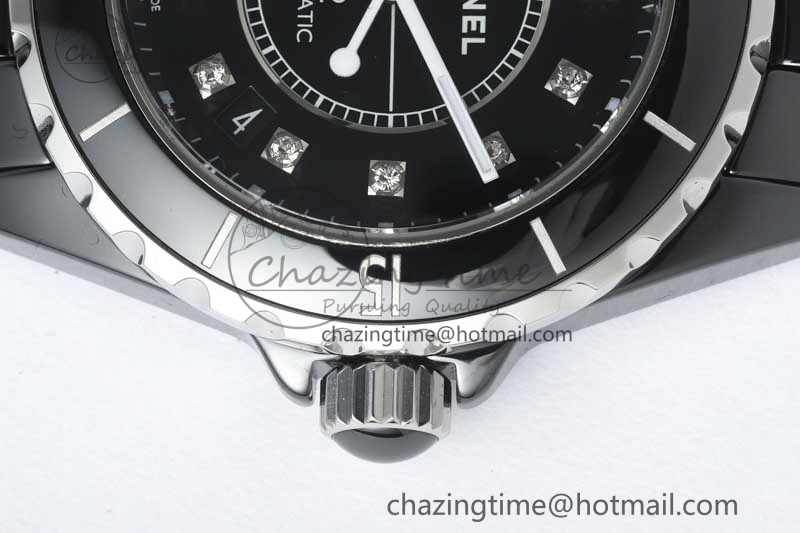 J13 38mm HTF 1:1 Best Edition Black Korea Ceramic Diamonds Markers Dial on Bracelet A2892