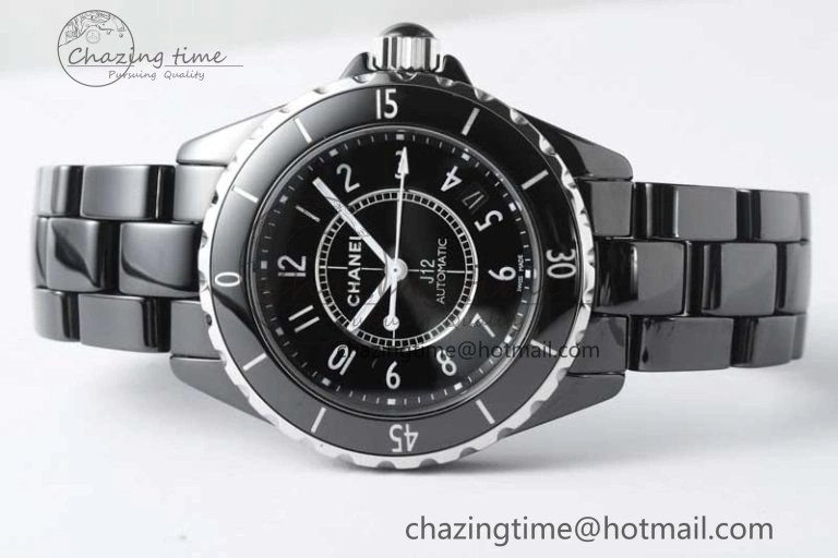 J13 38mm HTF 1:1 Best Edition Black Korea Ceramic Numeral Markers Dial on Bracelet A2892