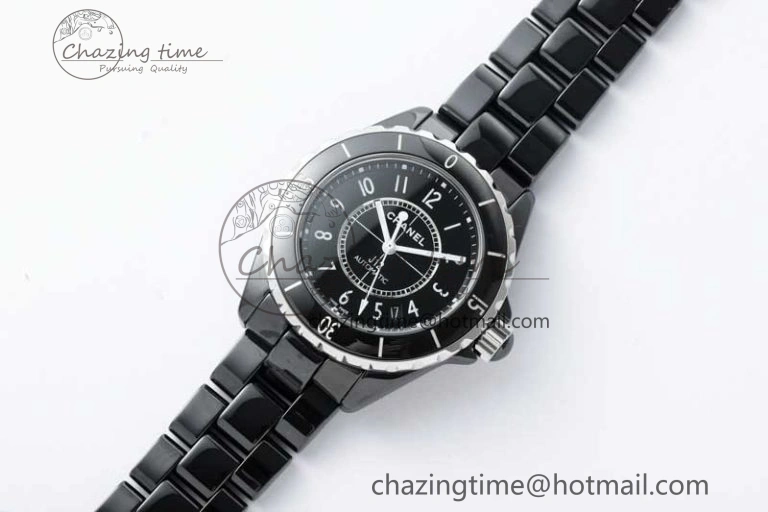 J13 38mm HTF 1:1 Best Edition Black Korea Ceramic Numeral Markers Dial on Bracelet A2892