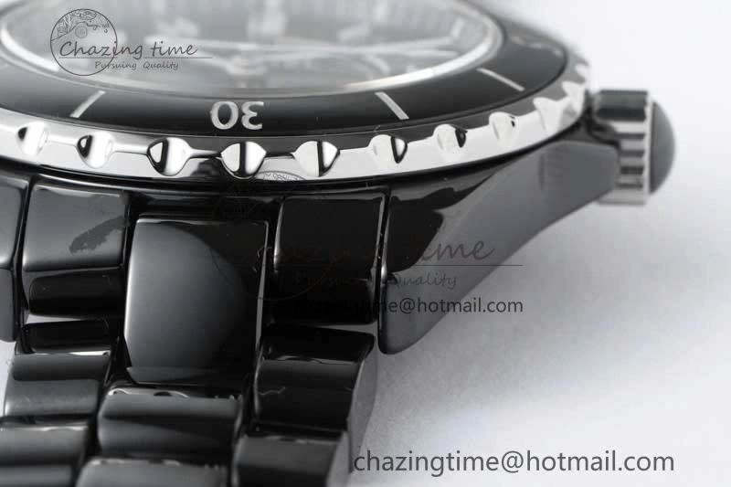 J13 38mm HTF 1:1 Best Edition Black Korea Ceramic Numeral Markers Dial on Bracelet A2892
