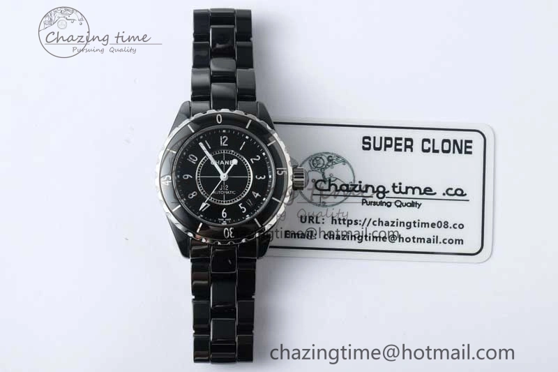J13 38mm HTF 1:1 Best Edition Black Korea Ceramic Numeral Markers Dial on Bracelet A2892