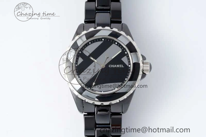 J13 38mm HTF 1:1 Best Edition Black Korea Ceramic Stripe Dial on Bracelet A2892
