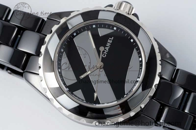 J13 38mm HTF 1:1 Best Edition Black Korea Ceramic Stripe Dial on Bracelet A2892