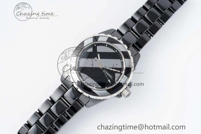 J13 38mm HTF 1:1 Best Edition Black Korea Ceramic Stripe Dial on Bracelet A2892
