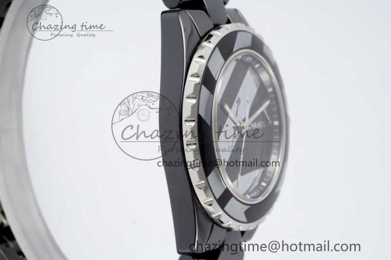 J13 38mm HTF 1:1 Best Edition Black Korea Ceramic Stripe Dial on Bracelet A2892