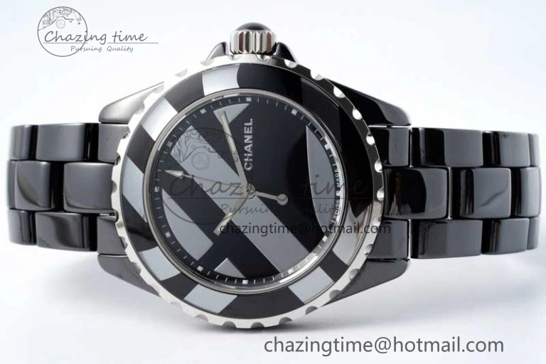 J13 38mm HTF 1:1 Best Edition Black Korea Ceramic Stripe Dial on Bracelet A2892