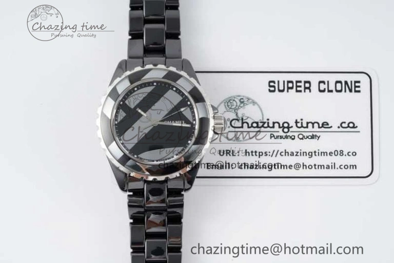 J13 38mm HTF 1:1 Best Edition Black Korea Ceramic Stripe Dial on Bracelet A2892