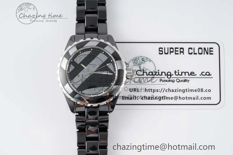 J13 38mm HTF 1:1 Best Edition Black Korea Ceramic Stripe Dial on Bracelet A2892