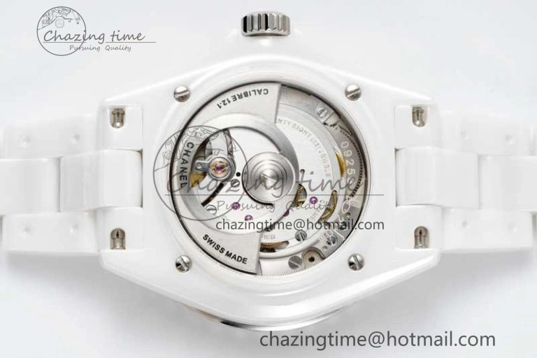 J13 38mm HTF 1:1 Best Edition White Ceramic Numeral Markers Dial on Bracelet Calibre 12.1