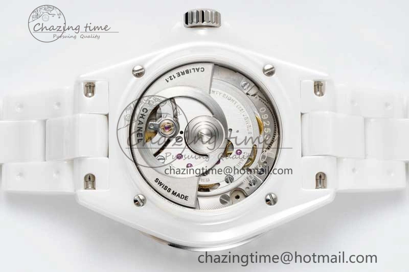 J13 38mm HTF 1:1 Best Edition White Ceramic Numeral Markers Dial on Bracelet Calibre 12.1