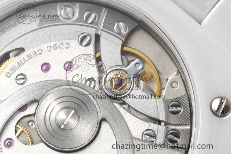 J13 38mm HTF 1:1 Best Edition White Ceramic Numeral Markers Dial on Bracelet Calibre 12.1