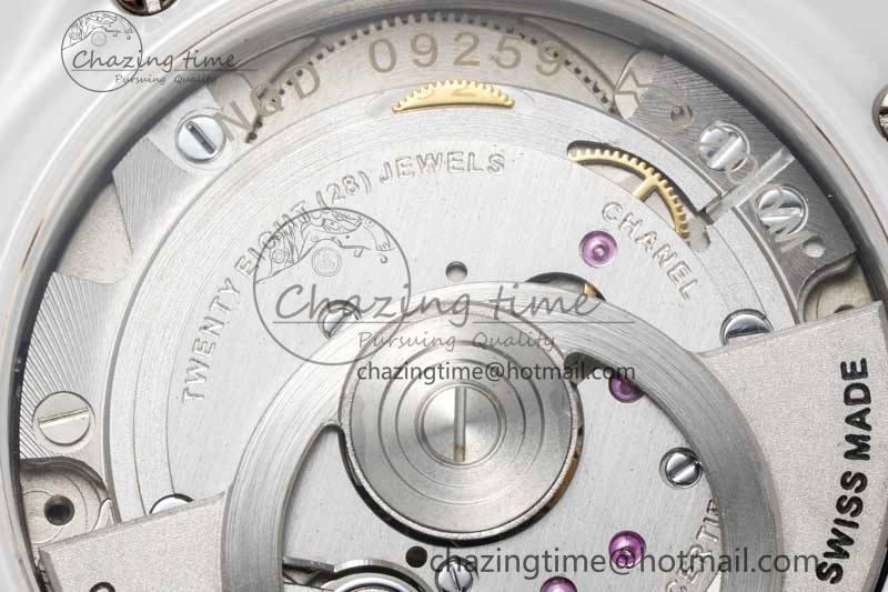 J13 38mm HTF 1:1 Best Edition White Ceramic Numeral Markers Dial on Bracelet Calibre 12.1