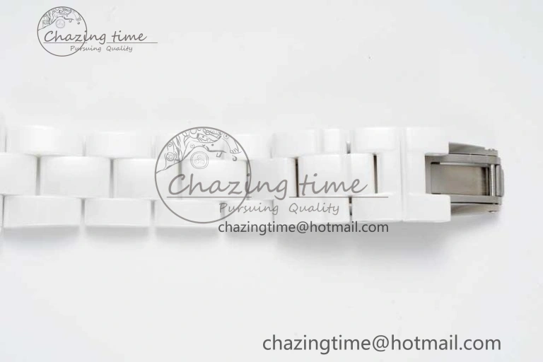 J13 38mm HTF 1:1 Best Edition White Ceramic Numeral Markers Dial on Bracelet Calibre 12.1