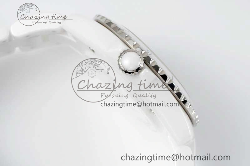 J13 38mm HTF 1:1 Best Edition White Ceramic Numeral Markers Dial on Bracelet Calibre 12.1