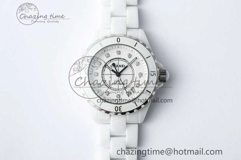 J13 38mm HTF 1:1 Best Edition White Korea Ceramic Diamonds Markers Dial on Bracelet A2892