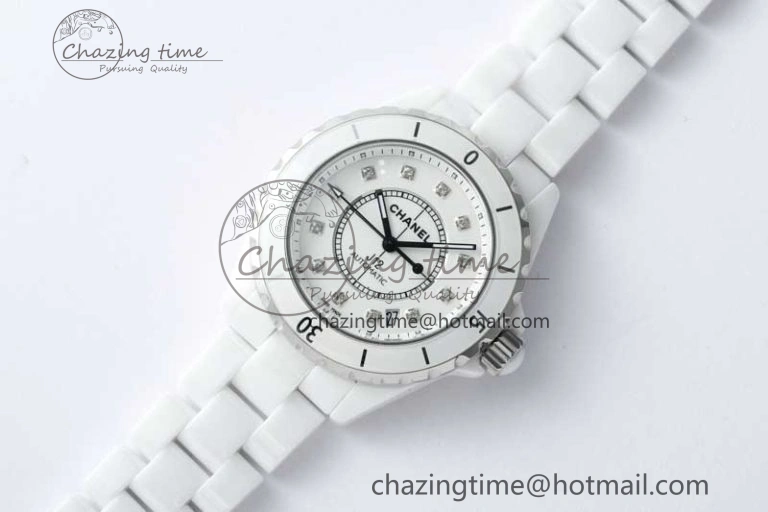 J13 38mm HTF 1:1 Best Edition White Korea Ceramic Diamonds Markers Dial on Bracelet A2892