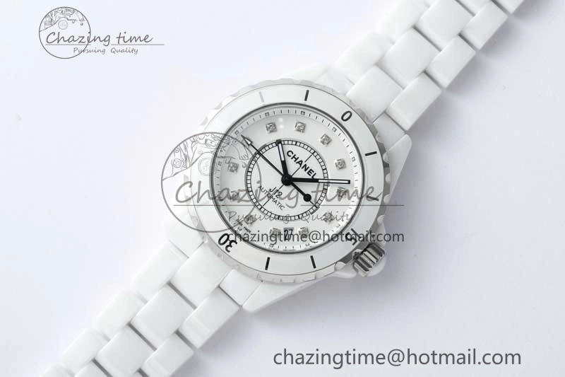 J13 38mm HTF 1:1 Best Edition White Korea Ceramic Diamonds Markers Dial on Bracelet A2892