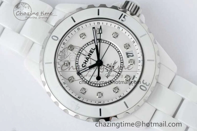 J13 38mm HTF 1:1 Best Edition White Korea Ceramic Diamonds Markers Dial on Bracelet A2892