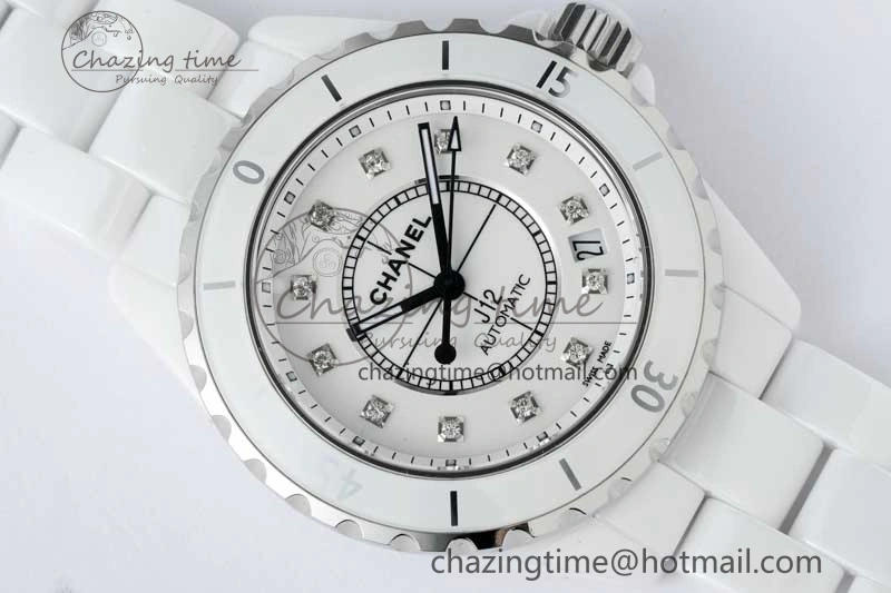 J13 38mm HTF 1:1 Best Edition White Korea Ceramic Diamonds Markers Dial on Bracelet A2892