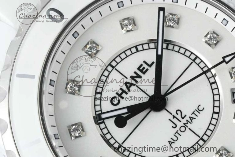 J13 38mm HTF 1:1 Best Edition White Korea Ceramic Diamonds Markers Dial on Bracelet A2892