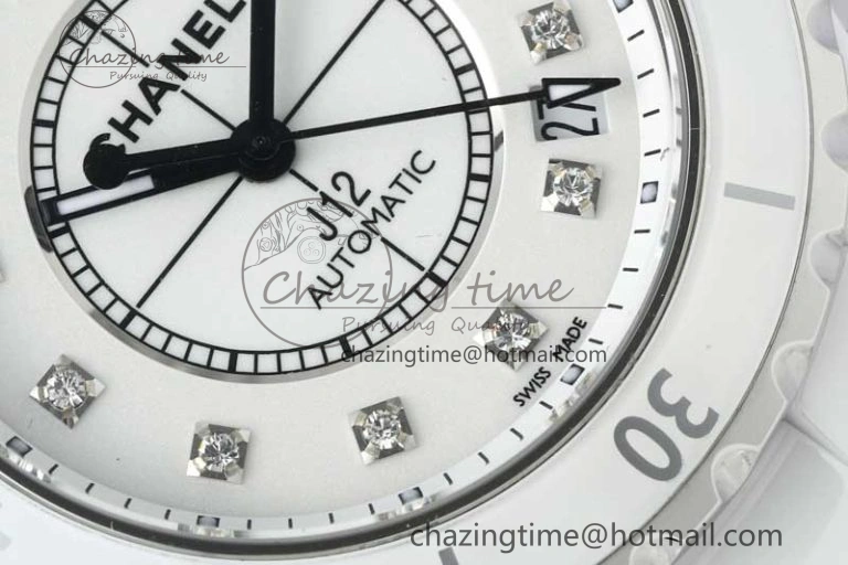 J13 38mm HTF 1:1 Best Edition White Korea Ceramic Diamonds Markers Dial on Bracelet A2892