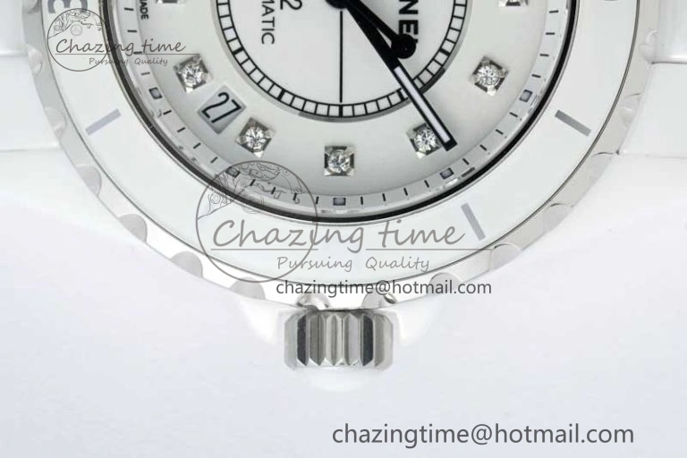 J13 38mm HTF 1:1 Best Edition White Korea Ceramic Diamonds Markers Dial on Bracelet A2892