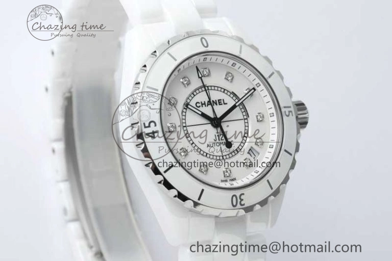 J13 38mm HTF 1:1 Best Edition White Korea Ceramic Diamonds Markers Dial on Bracelet A2892