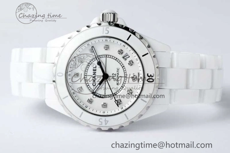 J13 38mm HTF 1:1 Best Edition White Korea Ceramic Diamonds Markers Dial on Bracelet A2892