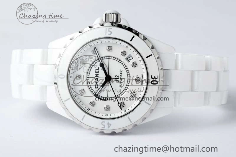 J13 38mm HTF 1:1 Best Edition White Korea Ceramic Diamonds Markers Dial on Bracelet A2892