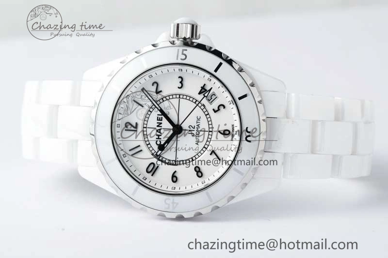 J13 38mm HTF 1:1 Best Edition White Korea Ceramic Numeral Markers Dial on Bracelet A2892