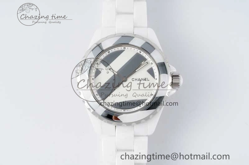 J13 38mm HTF 1:1 Best Edition White Korea Ceramic Stripe Dial on Bracelet A2892