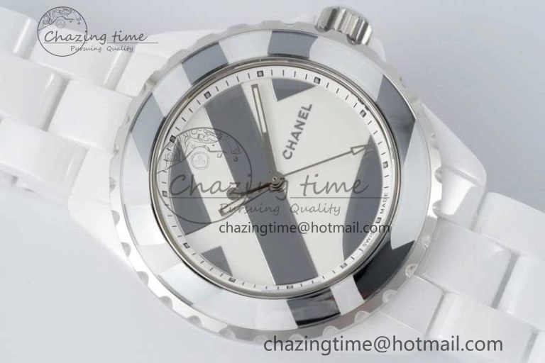 J13 38mm HTF 1:1 Best Edition White Korea Ceramic Stripe Dial on Bracelet A2892