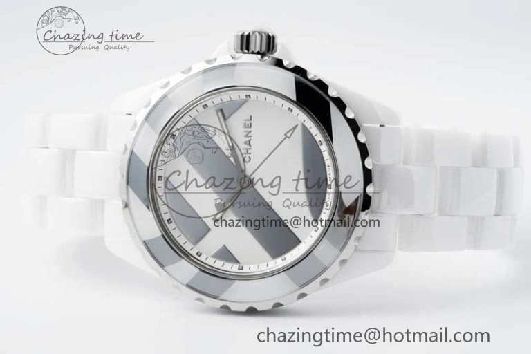 J13 38mm HTF 1:1 Best Edition White Korea Ceramic Stripe Dial on Bracelet A2892