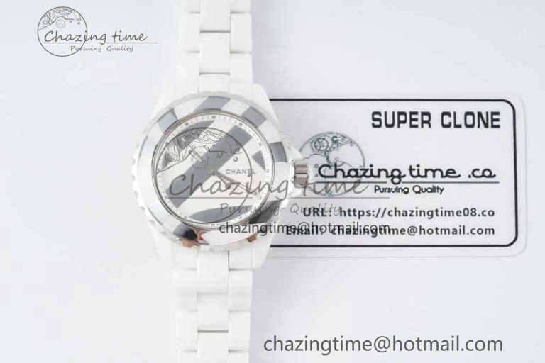 J13 38mm HTF 1:1 Best Edition White Korea Ceramic Stripe Dial on Bracelet A2892