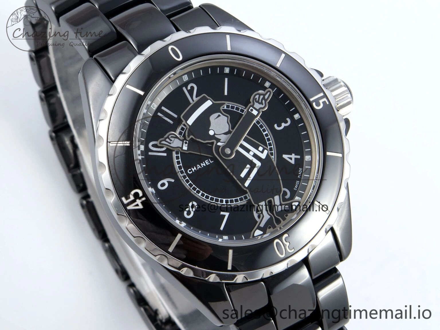 J13 38mm White Ceramic HTF 1:1 Best Edition Black Boy Pattern Dial on Bracelet A2892