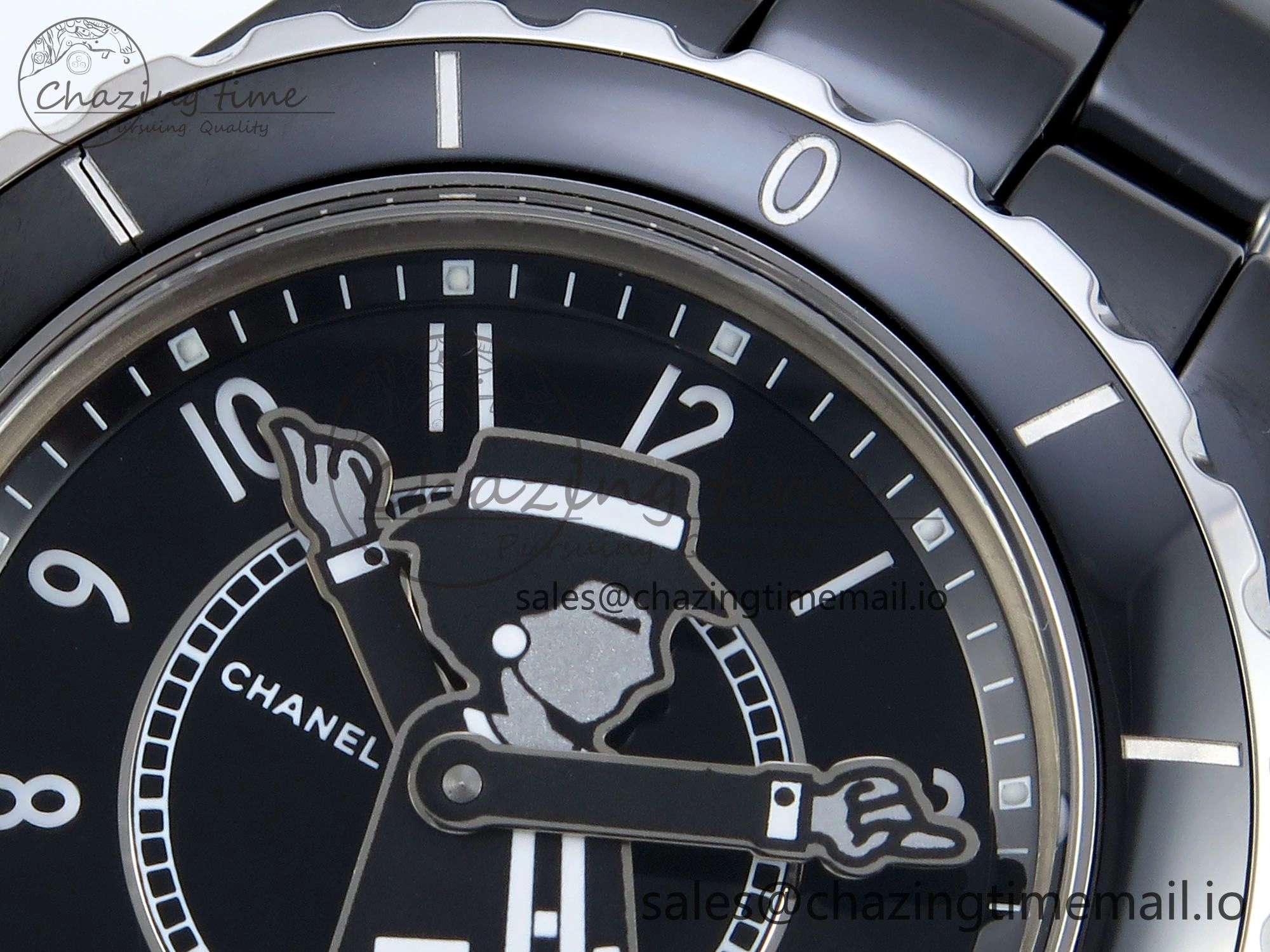 J13 38mm White Ceramic HTF 1:1 Best Edition Black Boy Pattern Dial on Bracelet A2892