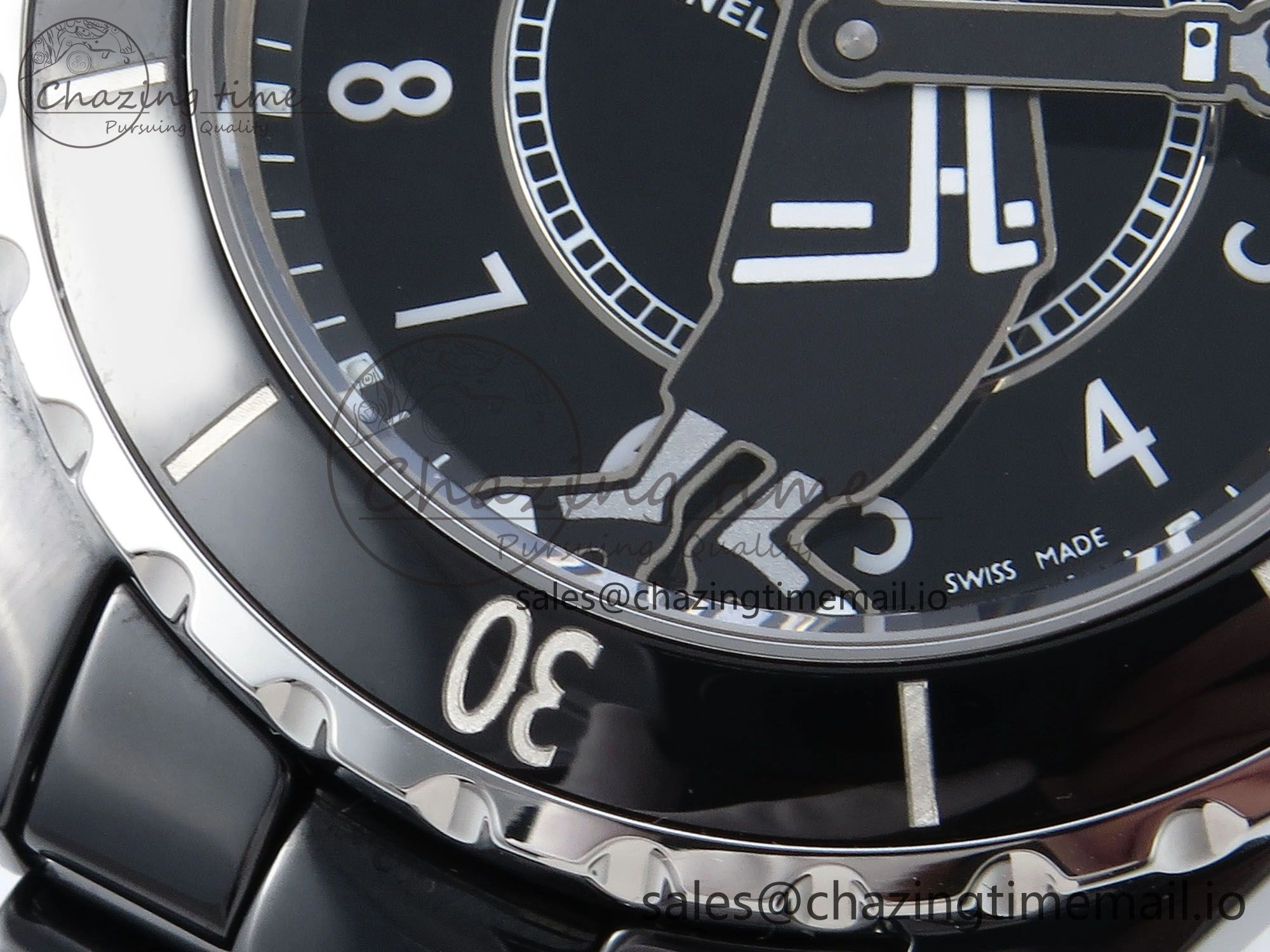 J13 38mm White Ceramic HTF 1:1 Best Edition Black Boy Pattern Dial on Bracelet A2892